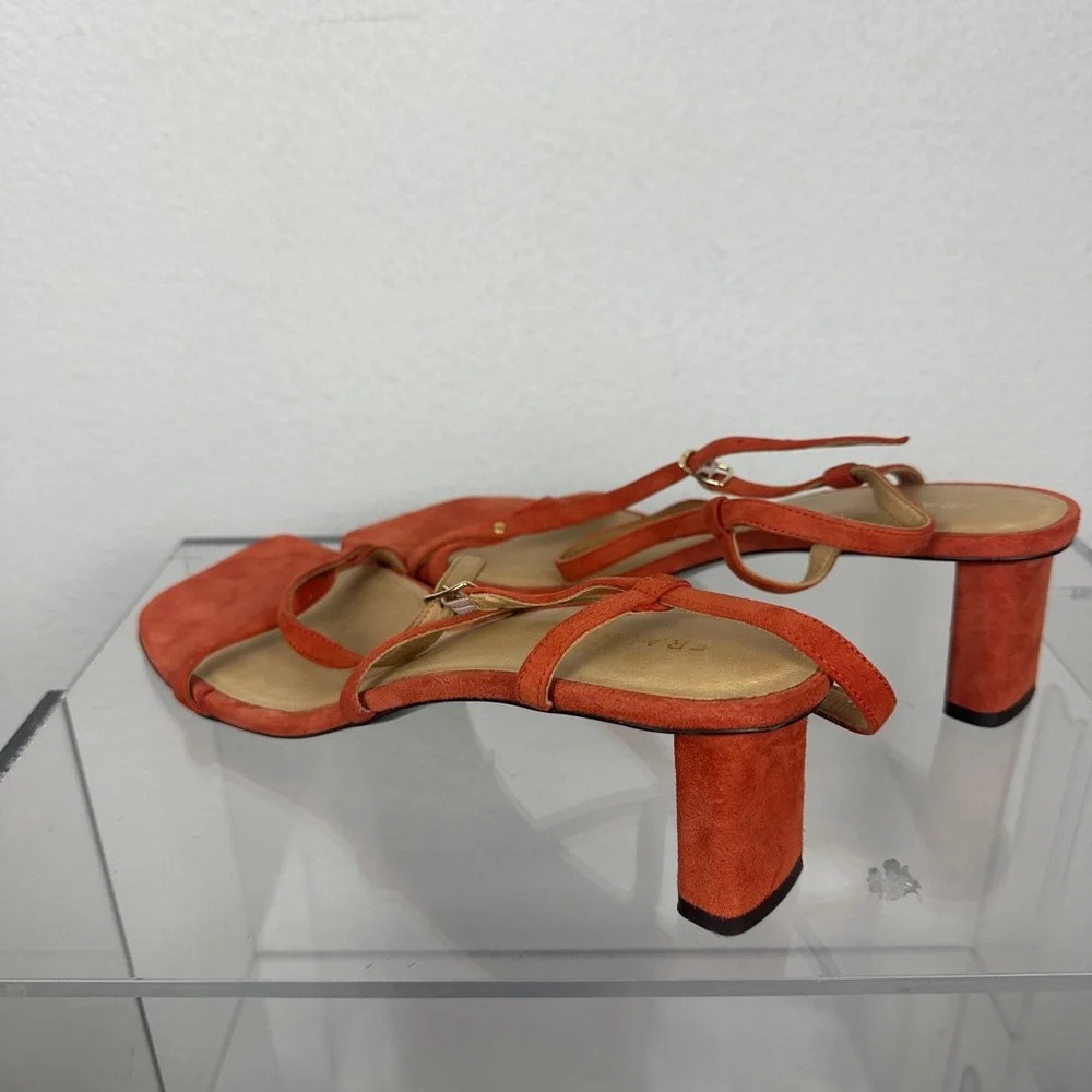 Frame La Braxton Women’s Leather Sandal Size EUR 41 Orange and Tan EUC
